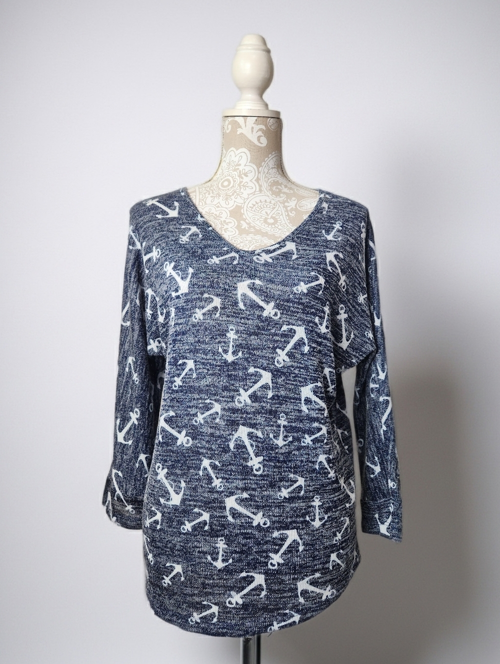 Casey Key Lightweight Nautical Anchor Coastal Grandma Sweater Size S